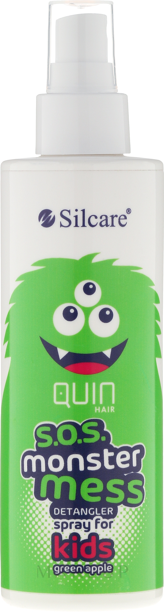 Kinderhaarspray für leichte Kämmbarkeit mit grünem Apfelduft - Silcare Quin S.O.S. Monster Mess Kids Hair Spray — Bild 200 ml