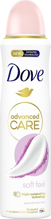 Deo Roll-on Antitranspirant - Dove Advanced Care Peony & Amber Scent Antiperspirant Deodorant Spray — Bild N1