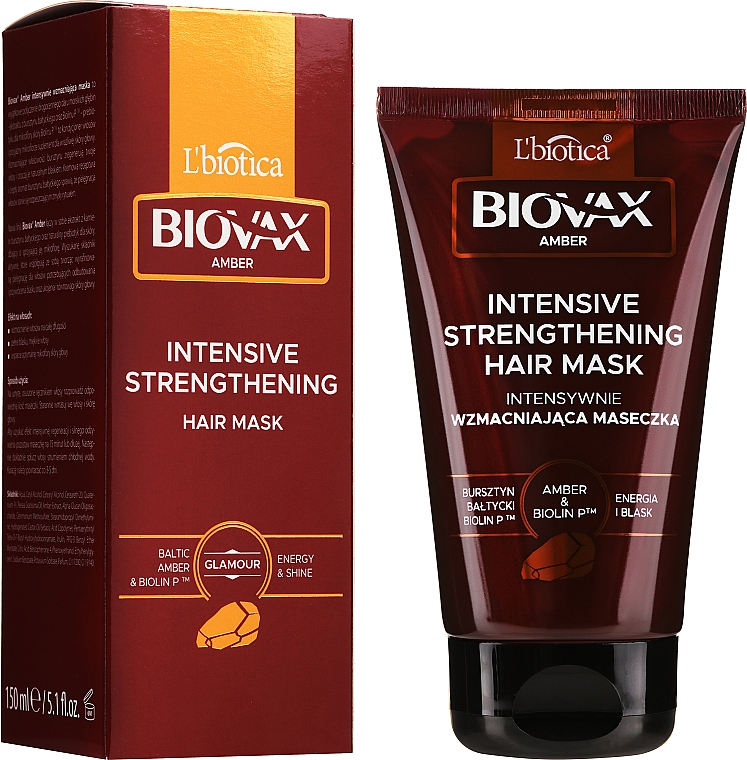 Intensiv stärkende Haarmaske mit Bernsteinextrakt und Biolin - Biovax Amber Mask — Bild N1