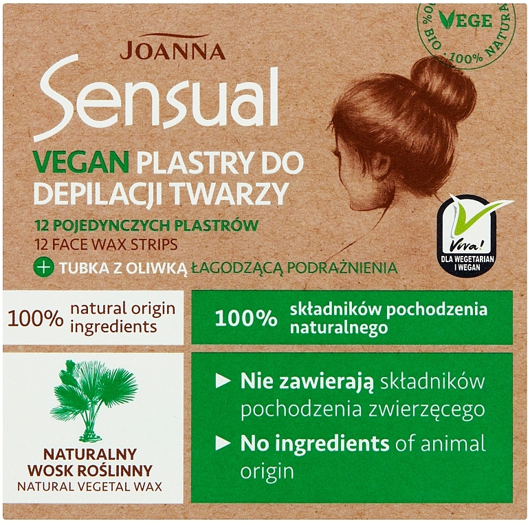 Enthaarungsstreifen mit pflanzlichem Wachs für das Gesicht - Joanna Sensual Depilatory Vegan Wax Strips