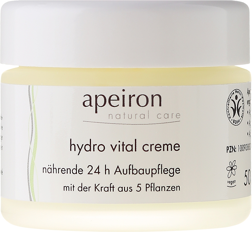 Nährende 24h-Gesichtscreme für normale, trockene und Mischhaut - Apeiron Hydro Vital 24h Nourishing&Regenerating Cream — Bild N2