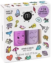 Düfte, Parfümerie und Kosmetik Nagelset - Nailmatic Wow Kids Set (Nagellack 2x8ml + Stickers 24 St.) 