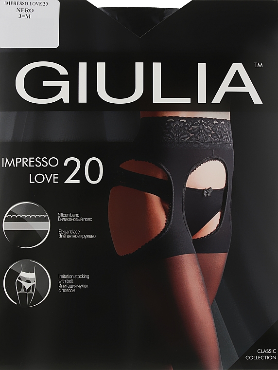 Strumpfhose für Damen Impresso Love 20 Den nero - Giulia — Bild N1