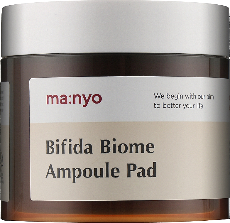 Tonisierende, feuchtigkeitsspendende und glättende Gesichtspads mit Bifida Ferment Lysat und Hyaluronsäure - Manyo Bifida Biome Ampoule Pad — Bild N1