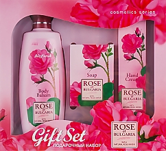 Düfte, Parfümerie und Kosmetik Set - BioFresh Rose of Bulgaria Gift Set (b/balm/330ml + soap/100g + h/cr/75ml)