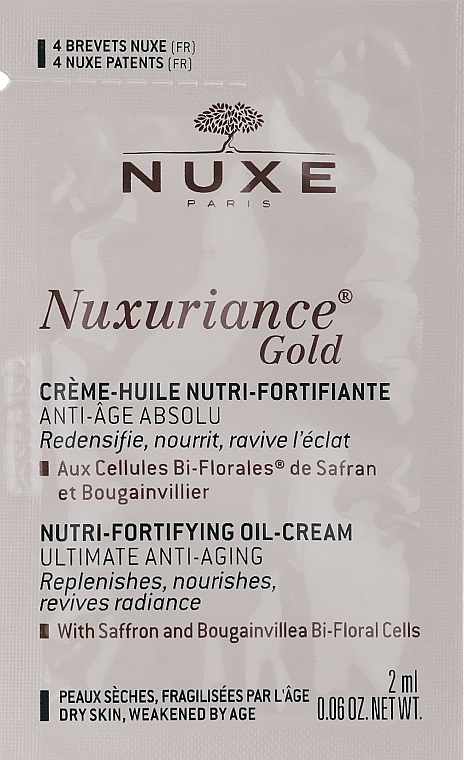 Energetisierende pflegende Öl-Creme für trockene Haut - Nuxe Nuxuriance Gold Nutri-Fortifying Oil-Cream (Probe)  — Bild N1