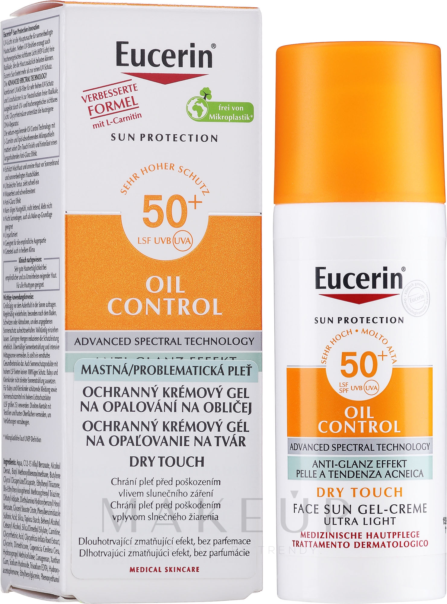 Sonnenschützende Gesichtsgel-Creme für fettige bis Mischhaut mit Anti-Glanz Effekt SPF 50+ - Eucerin Sun Gel-Cream Oil Control SPF50 — Bild 50 ml