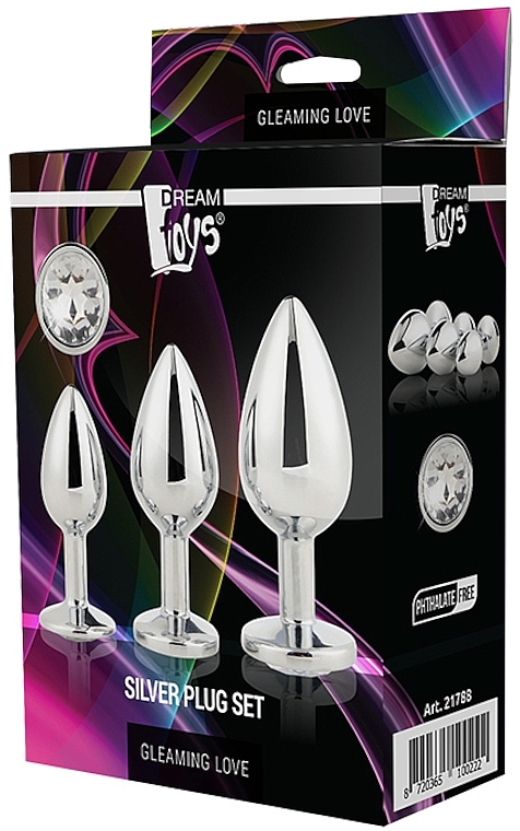 Analplug-Set aus Aluminium 3 St. - Dream Toys Gleaming Love Silver Plug Set — Bild N1