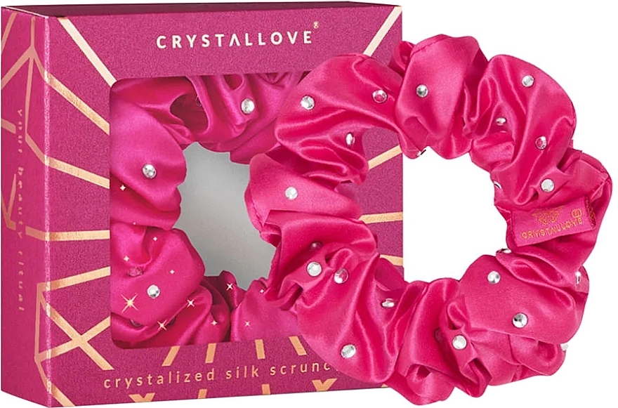 Haargummi aus Seide mit Kristallen rosa - Crystallove Silk Hair Elastic With Crystals Hot Pink — Bild N1