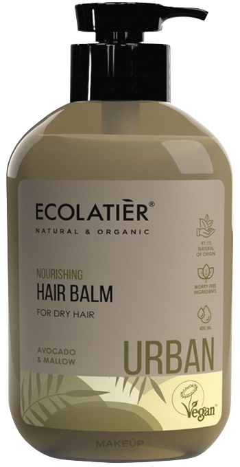 Nährende Haarspülung für trockenes Haar mit Avocado und Malve - Ecolatier Urban Hair Balm — Bild 400 ml