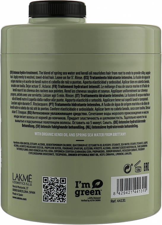 Intensive Feuchtigkeitsmaske für alle Haartypen - Lakme Teknia Organic Balance Treatment — Bild N2