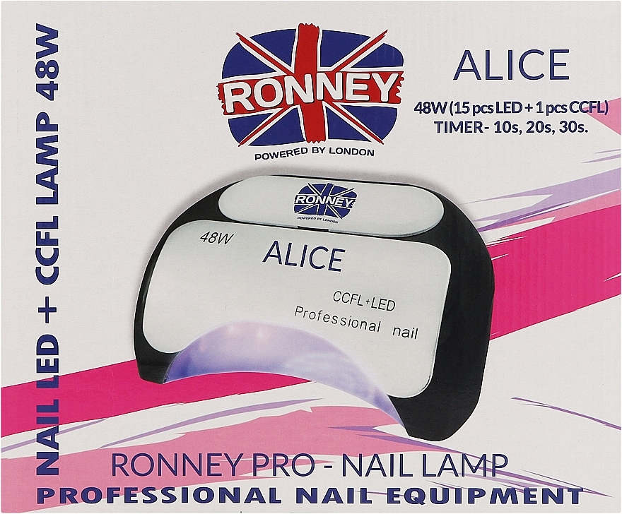 CCFL/LED Lampe für Nageldesign schwarz - Ronney Profesional Alice Nail CCFL+LED 48w Lamp — Bild N2