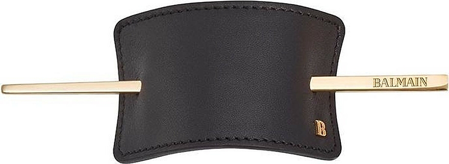 Leder Haarspange - Balmain Paris Hair Couture Black Leather Barrette — Bild N1