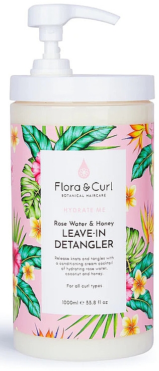 Leave-in Conditioner mit Rosenwasser und Honig - Flora & Curl Hydrate Me Rose Water & Honey Leave-in Detangler — Bild N2