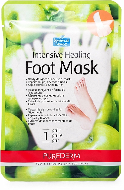 Intensiv regenerierende Fußmaske in Socken mit Apfelextrakt und Sheabutter - Purderm Intensive Healing Foot Mask Green Apple — Bild N1