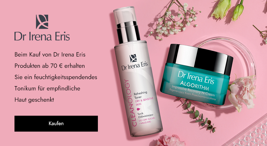 Beim Kauf von Dr Irena Eris Produkten ab 70 € erhalten Sie ein feuchtigkeitsspendendes Tonikum für empfindliche Haut geschenkt