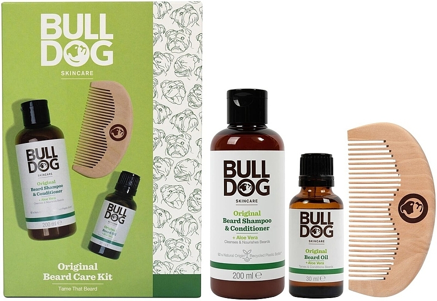 Set - Bulldog Skincare Original Beard Care Kit (bearg/shmp/200ml + bearg/oil/30ml + comb) — Bild N1