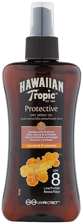 Trockenes Bräunungsöl mit Kokos- und Papayaduft - Hawaiian Tropic Protective Dry Oil Spray SPF 8 — Bild N1