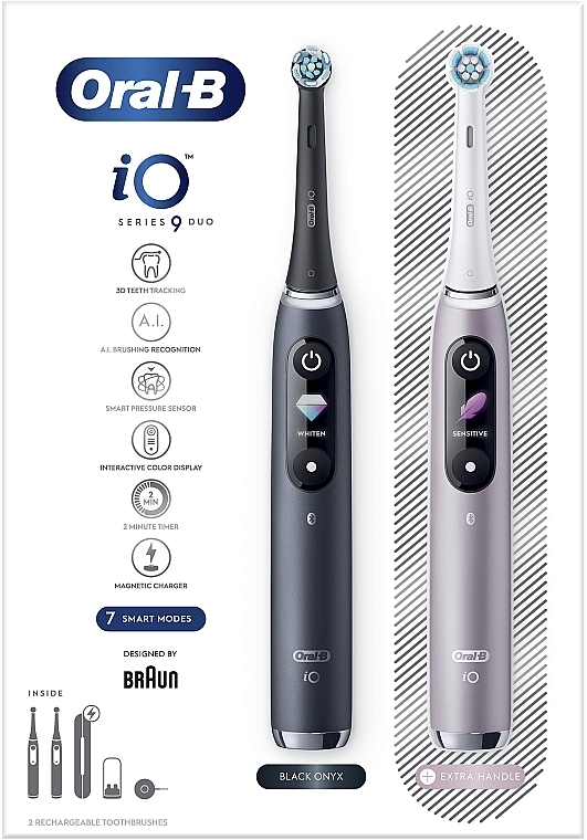 Oral-B iO Series 9 Duo Black Onyx, Rose - Set aus elektrischen Zahnbürsten — Bild N2