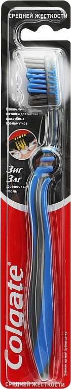 Zahnbürste mit Aktivkohle mittel Zig Zag blau-schwarz - Colgate — Bild N1