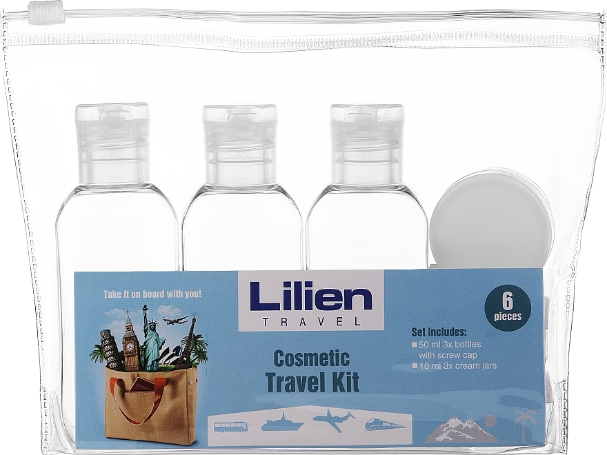 Reiseset mit 6 leeren Behältern - Lilien — Bild N1