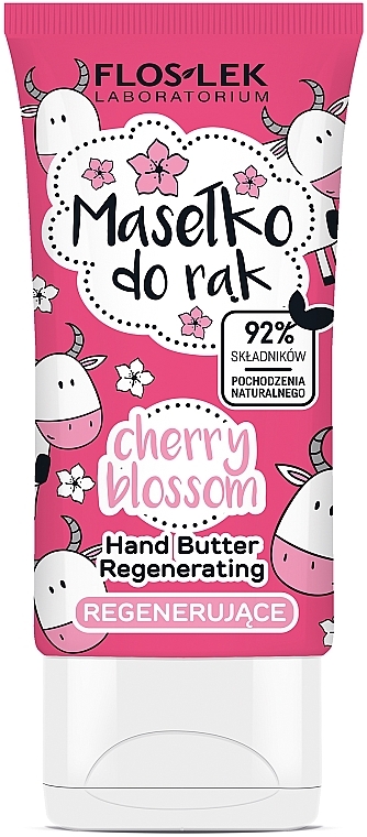 Regenerierende Handbutter mit Süßmandelöl, Sheabutter und Kirschduft - Floslek Hand Butter Regenerating Cherry Blossom — Bild N1