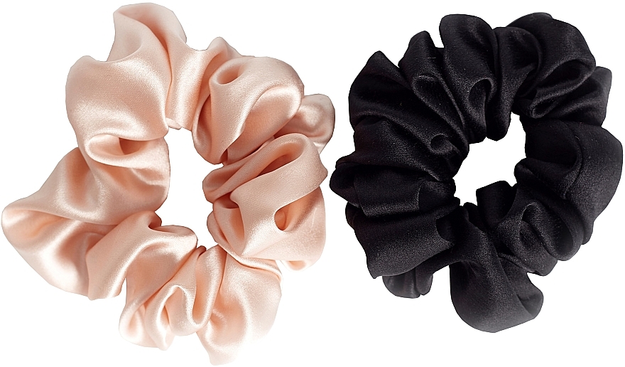 Scrunchie-Haargummi aus Naturseide Größe M rosa, schwarz - de Lure Scrunchie Set — Bild N1