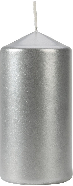 Zylindrische Kerze 60x120 mm Silbermetallic - Bispol — Bild N1