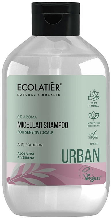 Mizellen-Shampoo für empfindliche Kopfhaut mit Aloe Vera und Eisenkraut - Ecolatier Urban Micellar Shampoo