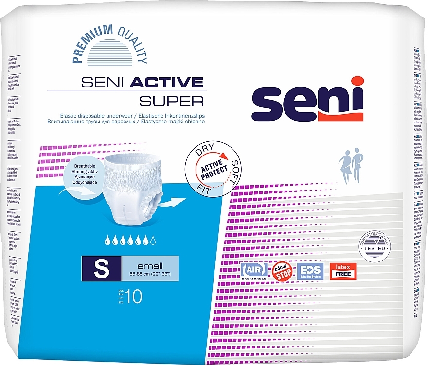 Saugfähige Windelhose für Erwachsene Active Super 55-85 cm 10 St. - Seni Small  — Bild N1