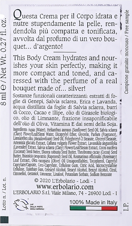 Körpercreme - L'Erbolario Silver Bouquet Fluid Body Cream  — Bild N2