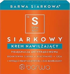 Feuchtigkeitsspendende Gesichtscreme mit Schwefel - Barwa Siarkowa Cream Sulphur  — Bild N1