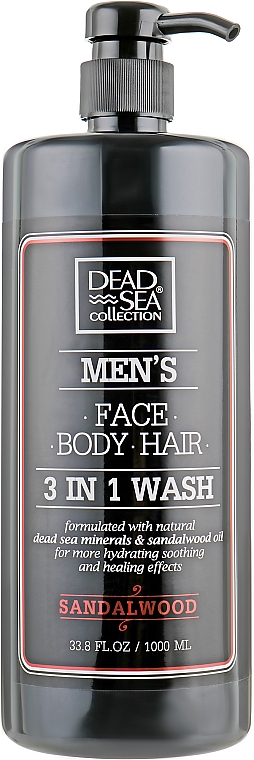Duschgel für Männer mit Sandelholzöl - Dead Sea Collection Men’s Sandalwood Face, Hair & Body Wash 3 in 1