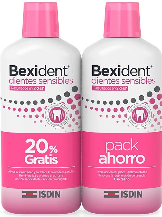 Pflegeset für Männer - Isdin Bexident Dientes Sensibles Colutorio Duo (mouthwash/2x500ml) — Bild N1