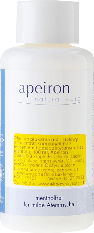Mentholfreie Mundspülung für milde Atemfrische - Apeiron Auromere Herbal Concentrated Mouthwash Homeopathic — Bild N1