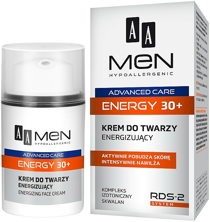 Intensiv feuchtigkeitsspendende und energetisierende Gesichtscreme für Männer 30+ - AA Men Advanced Care Energy 30+ Face Cream Energizing — Bild N1