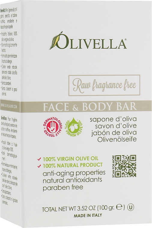 Seife für Gesicht und Körper auf Basis von Olivenöl ohne Geruch - Olivella Face & Body Soap Olive — Bild N1