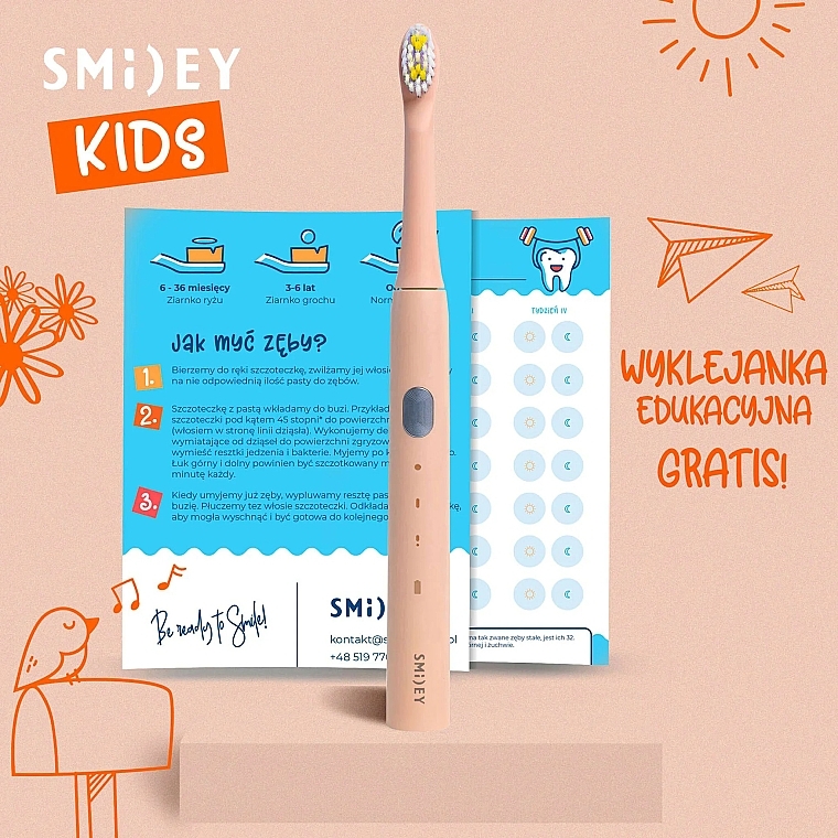 Elektrische Schallzahnbürste für Kinder rosa - Smiley Light Kids  — Bild N4