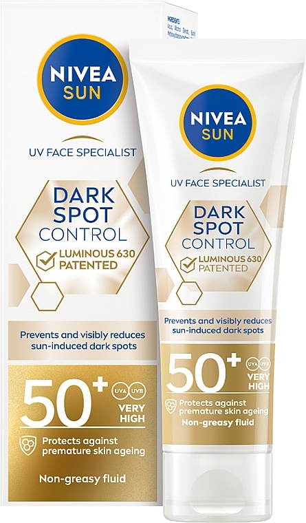 Sonnenschutz-Fluid Kontrolle dunkler Flecken - Nivea Sun UV Face Specialist Dark Spot Control SPF 50+ Sun Fluid — Bild N1