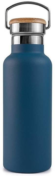 Thermoflasche aus Edelstahl mit Bambusdeckel, 750 ml, blau - Bambaw — Bild N1