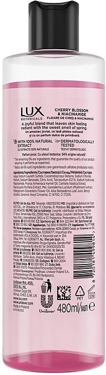 Lux Botanicals Cherry Blossom & Niacinamide Shower Gel  - Duschgel mit Kirschblüten und Niacinamid — Bild N2