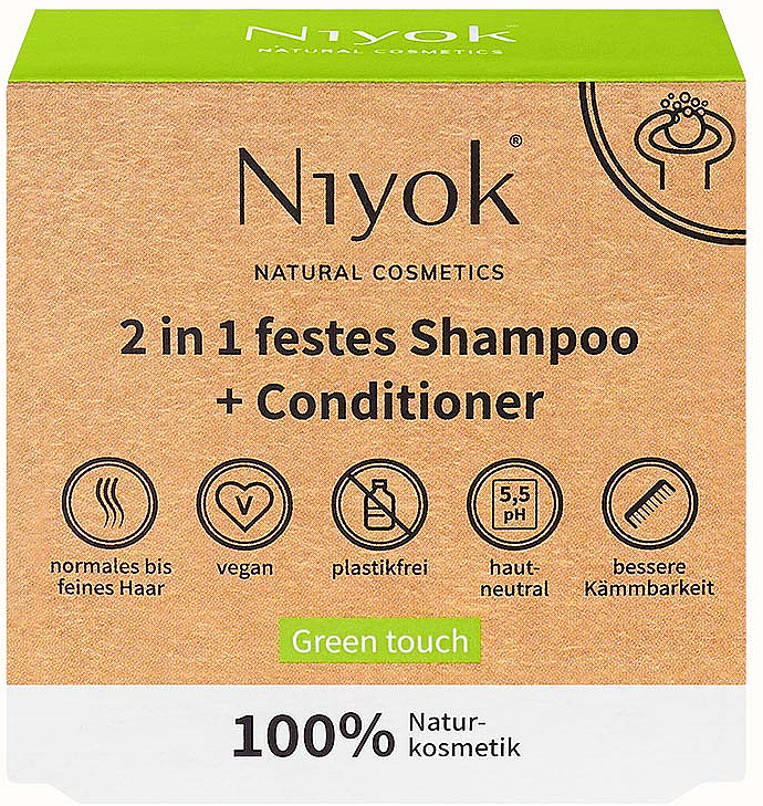 Fester Shampoo-Conditioner Grüne Note - Niyok 2in1 — Bild N1