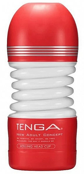 Silikon-Masturbator mit Sanduhrform und Ventilstruktur rot-weiß - Tenga Rolling Head Cup Medium — Bild N1