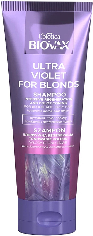 Tonisierendes Shampoo mit Hyaluronsäure für blondes und graues Haar - L'biotica Biovax Ultra Violet for Blonds Intensive Regeneration And Color Toninng — Bild N1