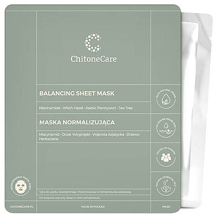 Normalisierende Tuchmaske für das Gesicht mit Niacinamid und Teebaum - Chitone Care Balancing Sheet Mask — Bild N1