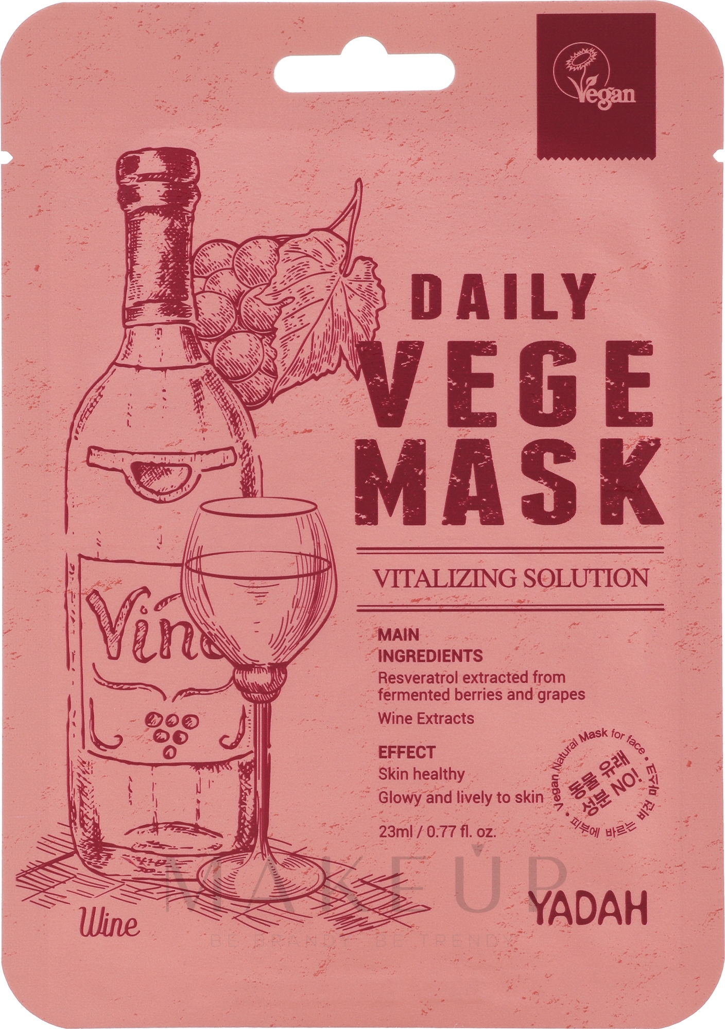 Tuchmaske für das Gesicht mit Wein - Yadah Daily Vegi Wine Mask — Bild 1 x 23 g