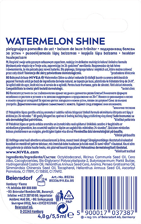 Lippenbalsam "Watermelon Shine" - NIVEA Fruity Shine Watermelon Lip Balm — Bild N2
