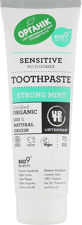 Organische Zahnpasta starke Minze - Urtekram Sensitive Strong Mint Organic Toothpaste — Bild N1