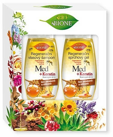 Haarpflegeset - Bione Cosmetics Honey + Q10 (Shampoo 260ml + Duschgel 300ml)