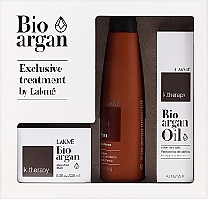 Haarpflegeset mit Arganöl - Lakme K.Therapy Bio Argan Consumer Pack (Shampoo 300ml + Haarmaske 250ml + Haaröl 125ml) — Bild N1